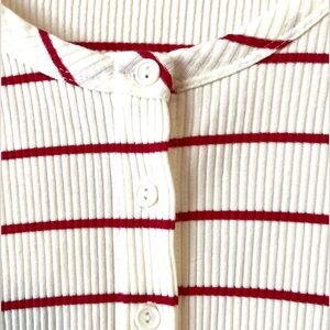 Red & cream striped top/cardigan